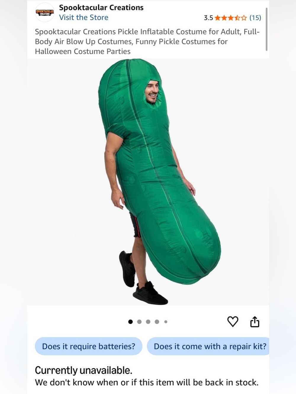 Inflatable Pickle Costume